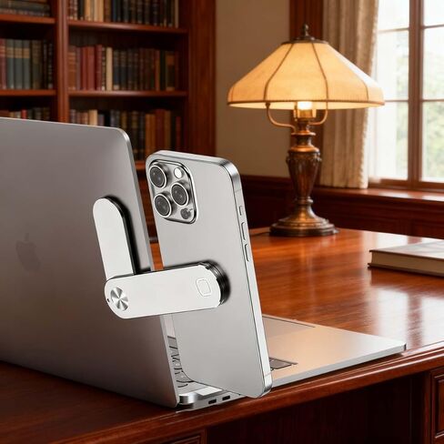 Portable Phone Screen Extension Holder – Adjustable Phone Laptop Stand,Magnetic Phone Holder,Compact and Versatile for Video Calls and Multi-Tasking(Silver) in Kuwait