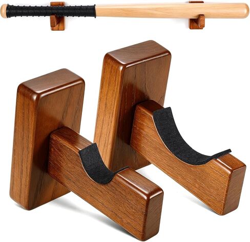 TOBWOLF 2PCS حافظة عرض مضرب بيسبول، حامل شماعة مضرب بيسبول، رف أفقي لمضرب بيسبول يثبت على الحائط، دعامة مضرب بيسبول - أسود in Kuwait
