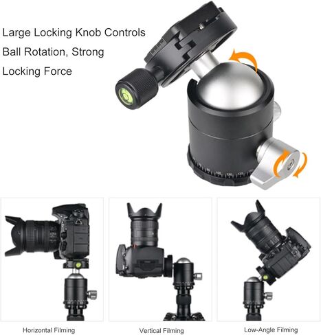 Yoidesu Low Profile Camera Tripod Ball Head 44mm Panorama Ball Head with 1/4 Inch Quick Release Plate, Camera Tripod 12kg Load Aluminum Alloy for Monopod DSLR in Kuwait