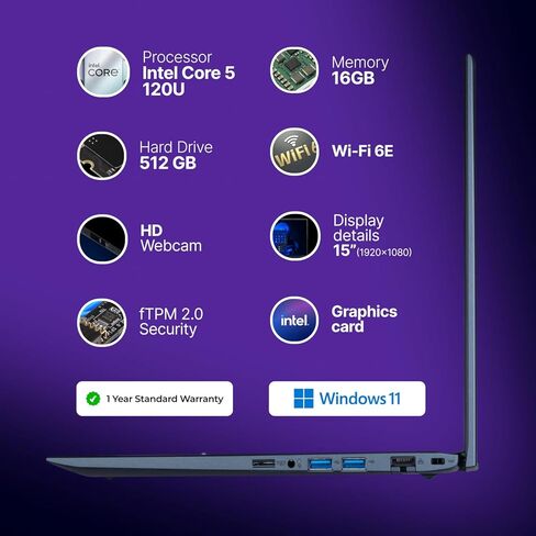 dynabook Satellite Pro C50-K 15.6" FHD Business Laptop, Intel Core 5 120U, 16GB DDR4 RAM, 512GB PCIe NVMe SSD, Windows 11 Pro, Wi-Fi 6E, Thunderbolt 4 USB-C, HDMI, RJ-45, Spill-Resistant Keyboard in Kuwait