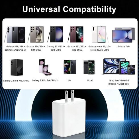 شاحن سامسونج فائق السرعة 36 واط، 2 حزمة شاحن هاتف أندرويد بلوك نوع C شاحن شحن سريع USB C نوع C شاحن حائط محول طاقة لهاتف Samsung Galaxy S26 Ultra/S26+/S25 Ultra/S25/S24/S23/S22/S21 in Kuwait