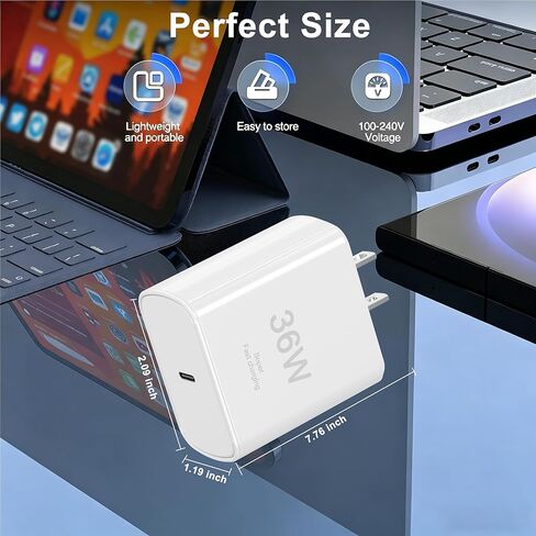 شاحن سامسونج فائق السرعة 36 واط، 2 حزمة شاحن هاتف أندرويد بلوك نوع C شاحن شحن سريع USB C نوع C شاحن حائط محول طاقة لهاتف Samsung Galaxy S26 Ultra/S26+/S25 Ultra/S25/S24/S23/S22/S21 in Kuwait