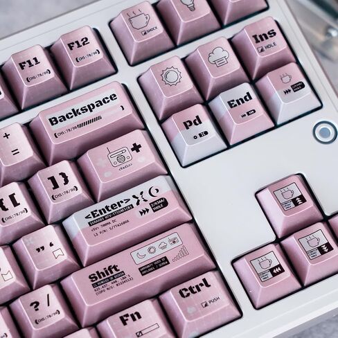 أغطية مفاتيح PBT معدنية مطلية، مجموعة أغطية مفاتيح رائعة باللون الوردي مخصصة مكونة من 129 مفتاحًا للوحة المفاتيح بلون الكرز، غطاء مفاتيح أنمي قديم لـ 60%، 65%، 75%، 100% لوحة مفاتيح ميكانيكية Cherry MX Switches (وردي) in Kuwait