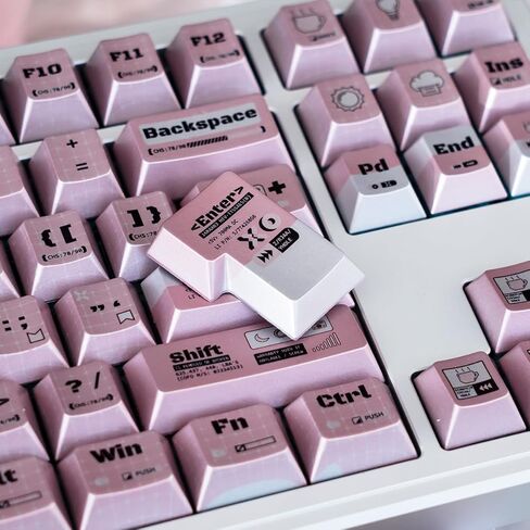 أغطية مفاتيح PBT معدنية مطلية، مجموعة أغطية مفاتيح رائعة باللون الوردي مخصصة مكونة من 129 مفتاحًا للوحة المفاتيح بلون الكرز، غطاء مفاتيح أنمي قديم لـ 60%، 65%، 75%، 100% لوحة مفاتيح ميكانيكية Cherry MX Switches (وردي) in Kuwait