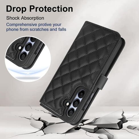 Vofolen for Samsung Galaxy A15 5G Phone Case with Card Holder Crossbody Wrist Strap Leather Flip Case with Magnetic Clasp Kickstand Heavy Duty Rugged Wallet Phone Case for Galaxy A15 5G, Black in Kuwait