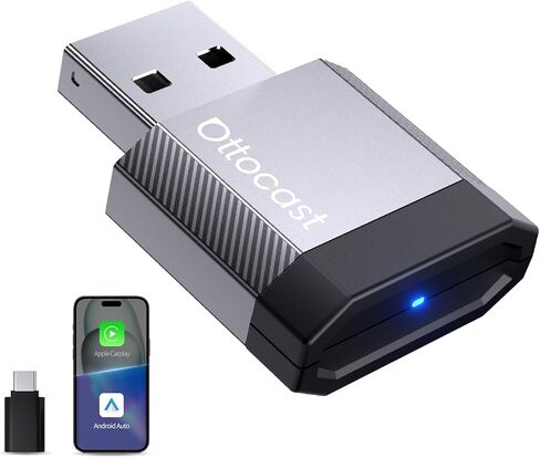 OTTOCAST Mini Nova 2-in-1 Wireless CarPlay & Android Auto Adapter, Plug & Play Convert Wired to Wireless, Fast Auto Connect, Mini USB Design, Compatible with iOS 10+ & Android 11+ in Kuwait