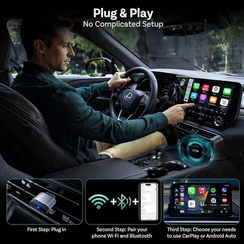 OTTOCAST Mini Nova 2-in-1 Wireless CarPlay & Android Auto Adapter, Plug & Play Convert Wired to Wireless, Fast Auto Connect, Mini USB Design, Compatible with iOS 10+ & Android 11+ in Kuwait