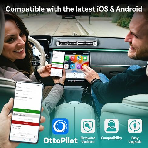 OTTOCAST Mini Nova 2-in-1 Wireless CarPlay & Android Auto Adapter, Plug & Play Convert Wired to Wireless, Fast Auto Connect, Mini USB Design, Compatible with iOS 10+ & Android 11+ in Kuwait