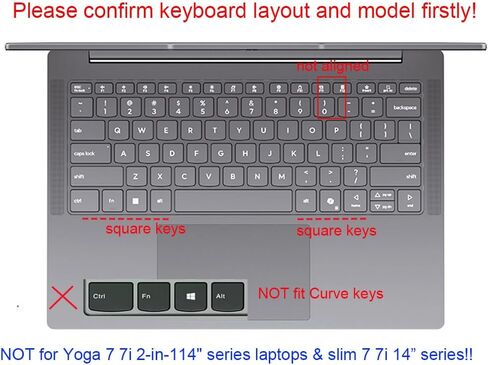 Keyboard Skin Compatible for 2025 Lenovo IdeaPad Slim 3 3i 14" 14IRU10 14AHP10 14ARP10 14IRH10, IdeaPad Slim 5 5i 14" 14AKP10 14ARP10 14IRH10R (NOT for Yoga 7 7i 14" & Slim 7 7i 14ILL10) (Clear) in Kuwait