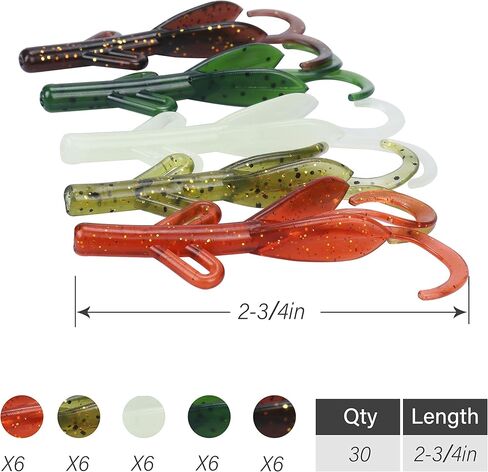 RUNCL Probite Craw Baits, Creature Baits, 15/20/25pcs Bass Fishing Lures 4.2in - Realistic Movement, Hyper-Action Pinchers, Weedless Design, Deep Ribs, Proven Colors - Soft Fishing Lures Baits in Kuwait