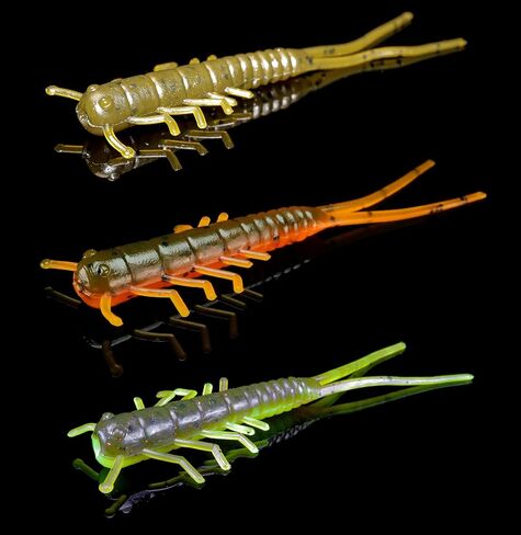 Lunker City Fishing 1.5" Hellgie 3 Pack Bundle Creature Bait Soft Plastic Bass Lure Hellgrammite Legs and Tails Action for Panfish, Trout, and Ice Fishing, 45 Pcs, Made in The USA in Saudi Arabia
