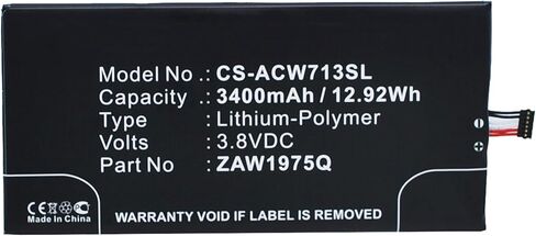 ALLC Replacement Battery for Acer A1-713/A1-713HD/Iconia Tab 7,PN:Aprilia,ZAW1975Q,ZAW1975Q1/ICP3/61/127,ZWA1975Q,3400mAh in Kuwait