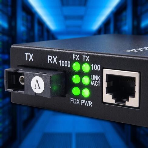 HTB-GS-03 Gigabit Fiber Media Converter, 10/100/1000Mbps Auto-Negotiation, Single Mode 3Km, SC-UPC/SC-APC Port, RJ45 Ethernet, 1.25G Fiber Speed, US Power Adapter in Kuwait