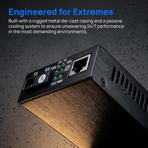 HTB-GS-03 Gigabit Fiber Media Converter, 10/100/1000Mbps Auto-Negotiation, Single Mode 3Km, SC-UPC/SC-APC Port, RJ45 Ethernet, 1.25G Fiber Speed, US Power Adapter in Kuwait