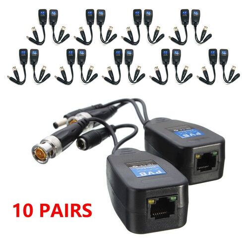 10 Pairs HD-CVI TVI AHD CVBS Passive Video Balun RJ45 Transceiver Connector in Kuwait