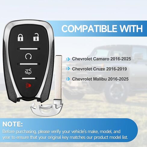 Smart Proximity Key Fob Replacement Fits for Chevy Malibu Camaro 2016 2017 2018 2019 2020 2021 2022 2023 2024 2025 Cruze 2016-2019 Keyless Entry Remote 433 Mhz HYQ4EA HYQ4ES in Kuwait
