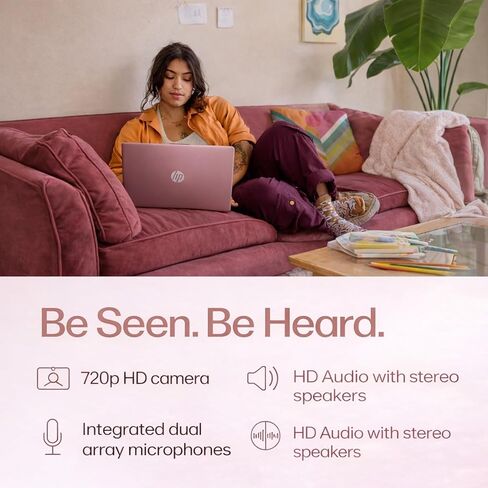 كمبيوتر محمول HP Ultrabook، ذاكرة الوصول العشوائي 8 جيجابايت، 64 جيجابايت SSD، Microsoft 365، Intel 2-Core | سريع، ذكي، صديق للميزانية، جاهز للذكاء الاصطناعي، أساسي بدون ماوس، ذهبي وردي in Kuwait