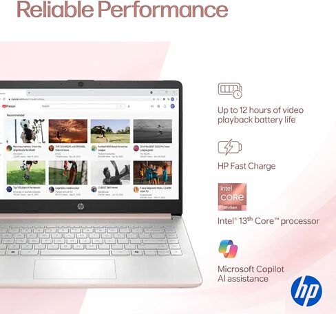 كمبيوتر محمول HP Ultrabook، ذاكرة الوصول العشوائي 8 جيجابايت، 64 جيجابايت SSD، Microsoft 365، Intel 2-Core | سريع، ذكي، صديق للميزانية، جاهز للذكاء الاصطناعي، أساسي بدون ماوس، ذهبي وردي in Kuwait