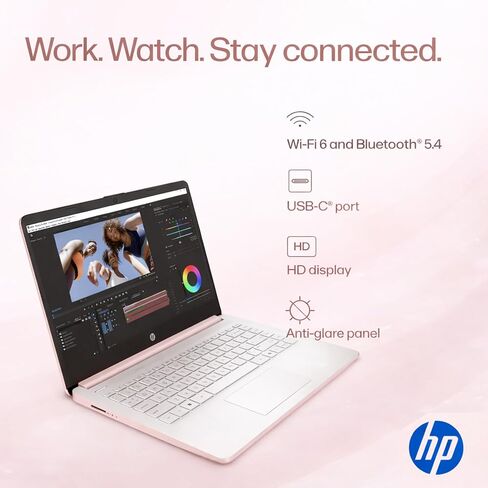 كمبيوتر محمول HP Ultrabook، ذاكرة الوصول العشوائي 8 جيجابايت، 64 جيجابايت SSD، Microsoft 365، Intel 2-Core | سريع، ذكي، صديق للميزانية، جاهز للذكاء الاصطناعي، أساسي بدون ماوس، ذهبي وردي in Kuwait