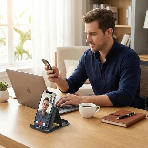 2 Pack Portable Cell Phone Stand Holder for Desk, Foldable Pocket-Sized Mount, Universal Adjustable Desktop in Kuwait