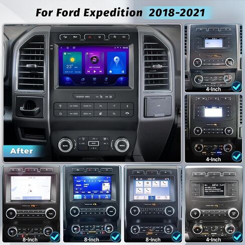 ترقية راديو 9 بوصة لسيارة Ford Expedition 2018 2019 2020 2021، 8Core Android 13 Expedition ثلاثي المناطق للتحكم في المناخ مع CarPlay Android Auto DSP GPS AM FM GPS 1080P كاميرا احتياطية 4+64G in Kuwait