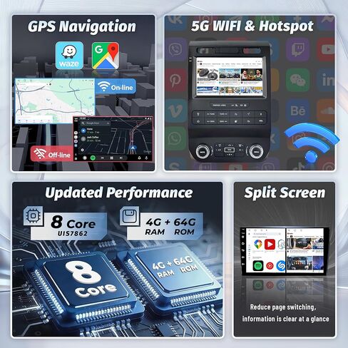 ترقية راديو 9 بوصة لسيارة Ford Expedition 2018 2019 2020 2021، 8Core Android 13 Expedition ثلاثي المناطق للتحكم في المناخ مع CarPlay Android Auto DSP GPS AM FM GPS 1080P كاميرا احتياطية 4+64G in Kuwait