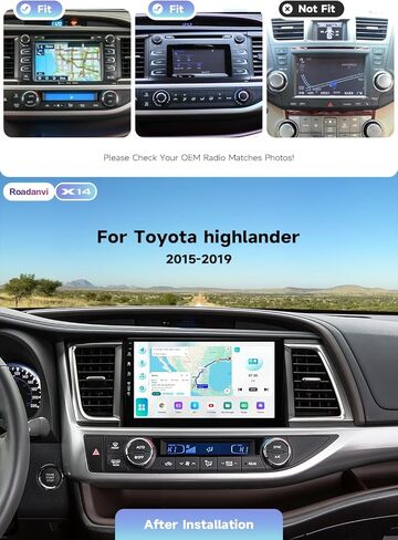 Roadanvi X14 6G+128G 10.2 بوصة راديو السيارة لتويوتا هايلاندر 2015-2019 Carplay Android Auto Head Unit سيارة ستيريو واي فاي 4G LTE نظام تحديد المواقع والملاحة 1280x720 QLED شاشة تعمل باللمس in Kuwait