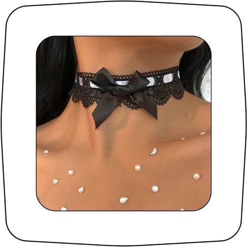Sexy Lace Bow-knot Collar Choker Necklace Kawaii Lolita Heart Flower Choker Tie Cravat Jewelry Gift for Women Girls in Saudi Arabia