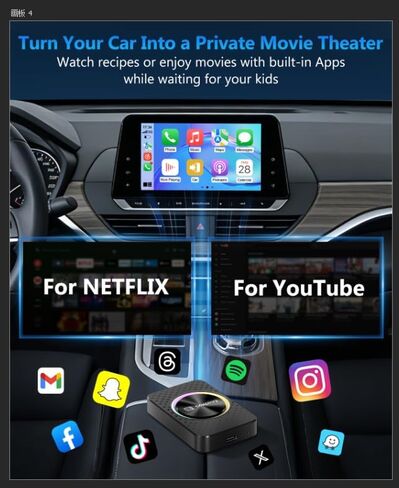 4GB+ 32GB Wireless CarPlay & Android Auto Adapter AI Box, Turn Car Screen into TV (Stream Netflix/YouTube), Plug & Play Magic Video Dongle, Support TF Card, Bluetooth 5.1 + WiFi Connectivity in Kuwait