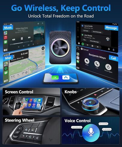 4GB+ 32GB Wireless CarPlay & Android Auto Adapter AI Box, Turn Car Screen into TV (Stream Netflix/YouTube), Plug & Play Magic Video Dongle, Support TF Card, Bluetooth 5.1 + WiFi Connectivity in Kuwait