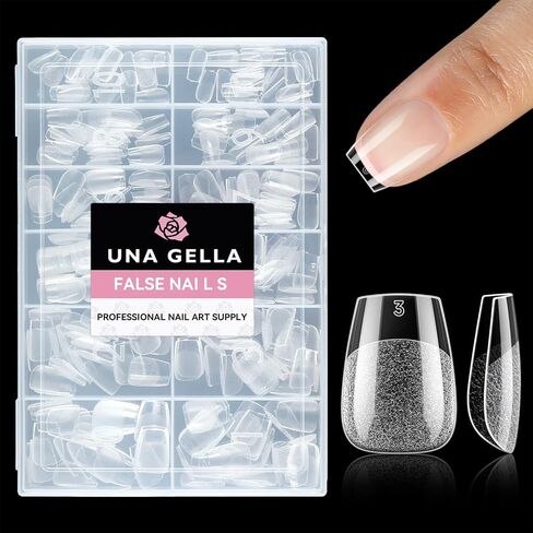 UNA GELLA Extra Short Coffin Nails XS 216pcs Pre-shape Extra Short Coffin Press on Nails Extra Short Coffin Gel Tips for Full Cover Acrylic Short Coffin Fake Nails False Nails For Nail Extension Home DIY Salon 12 Sizes Gelly Tips in Kuwait