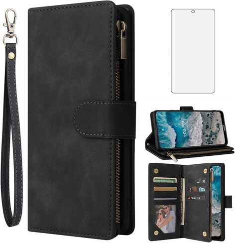 Asuwish Compatible with Nokia X100 5G Wallet Case Tempered Glass Screen Protector and Leather Flip Cover Card Holder Stand Cell Accessories Phone Cases for NokiaX100 X 100 100X TA-1399 Women Men Black in Kuwait
