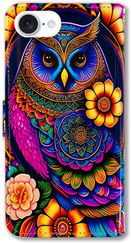 حافظة Bcov لهاتف iPhone 17e/iPhone 16e، حافظة هاتف جلدية متعددة الوظائف على شكل بومة ملونة وزهرة ماندالا، غطاء قلاب مع فتحات بطاقات متعددة وحزام معصم للجيب لهاتف iPhone 17e/iPhone 16e in Kuwait