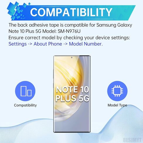 3PCS Battery Door Cover Adhesive Tape for Samsung Galaxy Note 10 Plus 5G Back Cover Sticker Adhesive Tape Glue Replacement for galaxynote 10 Plus 5g SM-N976U in Kuwait