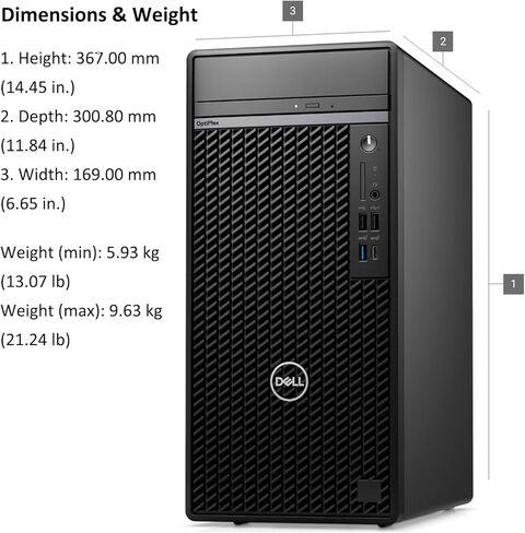 كمبيوتر سطح المكتب Dell OptiPlex 7020 Plus 7000 Tower Business، الجيل الرابع عشر Intel 20-Core i7-14700 حتى 5.4 جيجا هرتز، ذاكرة الوصول العشوائي DDR5 سعة 64 جيجابايت، 4 تيرابايت PCIe SSD، DVDRW، WiFi، RJ-45، 3 منافذ عرض، Windows 11 Pro in Kuwait