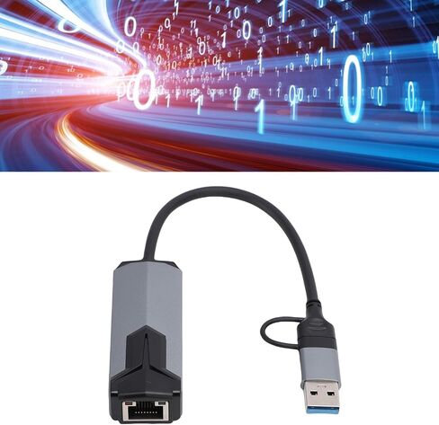 USB C to Ethernet Adapter 5 Gbps, USB A & C to RJ45 LAN 5000 Mbps Wired Network Converter, Ethernet Adapter Compatible with Wins 10 11 System, Plug & Play in Kuwait