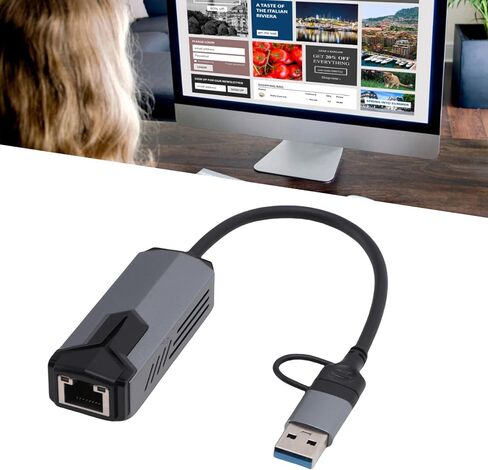 محول GOWENIC USB C إلى Ethernet بسرعة 5 جيجابت في الثانية، محول شبكة USB من النوع C إلى RJ45 مع معايرة تلقائية، تنبيه عن بعد، للكمبيوتر اللوحي المحمول in Kuwait