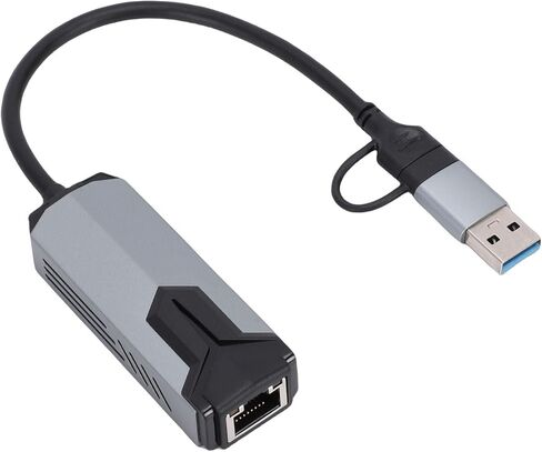 محول Yunseity USB C وUSB A إلى Ethernet، محول شبكة عالي السرعة من النوع C إلى RJ45 بسرعة 5 جيجابت في الثانية مع غلاف من سبائك الألومنيوم، للكمبيوتر المحمول اللوحي لنظام التشغيل Win 10 11 لنظام التشغيل OS X 10.6 in Kuwait