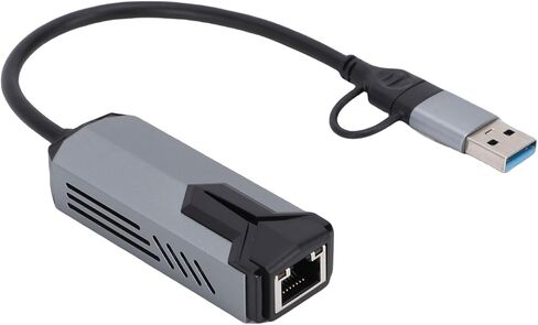 محول Yunseity USB C وUSB A إلى Ethernet، محول شبكة عالي السرعة من النوع C إلى RJ45 بسرعة 5 جيجابت في الثانية مع غلاف من سبائك الألومنيوم، للكمبيوتر المحمول اللوحي لنظام التشغيل Win 10 11 لنظام التشغيل OS X 10.6 in Kuwait