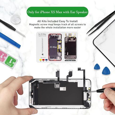for iPhone Xs Max Screen Replacement with Ear Speaker Proximity Sensor 6.5 inch LCD 3D Touch Display Digitizer ssembly with Repair Tools Kit A1921 A2101 A2102 A2103 A2104 in Kuwait