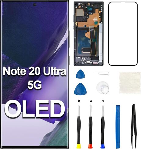 بديل شاشة Samsung Galaxy Note 20 Ultra 5G OLED مع محول رقمي بشاشة تعمل باللمس [OLED، وليس LCD] مجموعة كاملة مع مجموعة أدوات إصلاح SM-N985 SM-N986U (يدعم بصمة الإصبع) in Kuwait