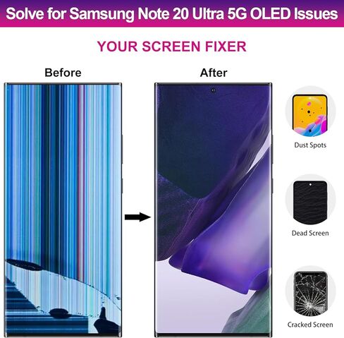 بديل شاشة Samsung Galaxy Note 20 Ultra 5G OLED مع محول رقمي بشاشة تعمل باللمس [OLED، وليس LCD] مجموعة كاملة مع مجموعة أدوات إصلاح SM-N985 SM-N986U (يدعم بصمة الإصبع) in Kuwait