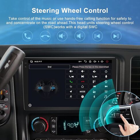 راديو ستيريو للسيارة 4+64 جيجابايت Android 15 لسيارة Hummer H2 2003-2007 مع CarPlay Android Auto، 9 بوصة ما بعد البيع ترقية نظام تحديد المواقع العالمي (GPS) مع شبكة WiFi مدمجة، بلوتوث، 32 نطاق DSP، SWC، كاميرا احتياطية in Kuwait