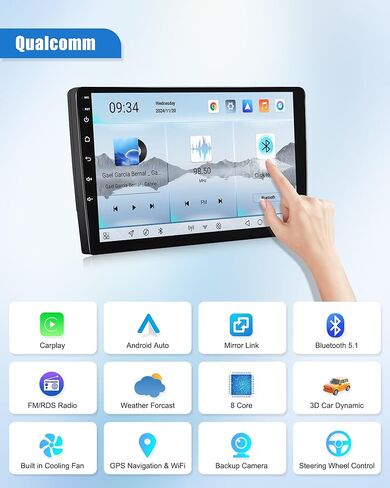 SIXWIN 8 Core Qualcomm Android Car Stereo for Ford Fusion Mondeo 2013-2019 شاشة لمس 9 بوصة مع CarPlay Android Auto 4G+64G بلوتوث مروحة تبريد توقعات الطقس تصميم واجهة المستخدم صوت ذكي in Kuwait