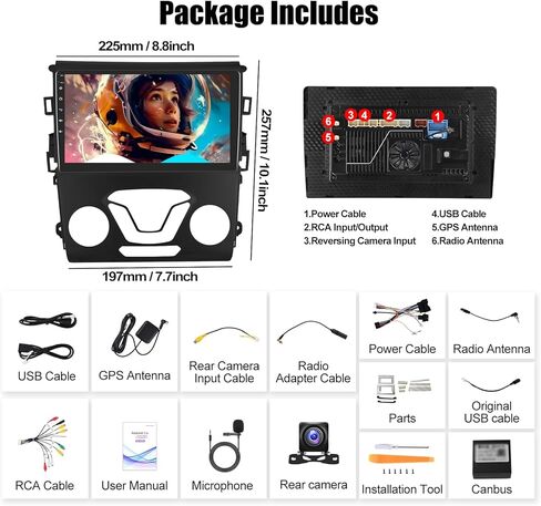 SIXWIN 8 Core Qualcomm Android Car Stereo for Ford Fusion Mondeo 2013-2019 شاشة لمس 9 بوصة مع CarPlay Android Auto 4G+64G بلوتوث مروحة تبريد توقعات الطقس تصميم واجهة المستخدم صوت ذكي in Kuwait