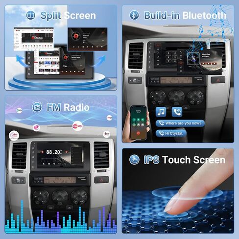 Leadfan Android Car Stereo for Toyota 4Runner 2003-2009 Tundra 2003-2006 Sequoia 2003-2007 راديو مع CarPlay وAndroid Auto، شاشة 7 بوصة لـ 4Runner مع كاميرا احتياطية GPS FM بلوتوث in Kuwait