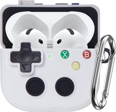 حافظة جهاز التحكم في ألعاب AirPods 4th Gen Fidget: أزرار قابلة للضغط، قفل أمان، حامل هاتف، غطاء مقاوم للصدمات مع حلقة تسلق، هدية ممتعة لتخفيف التوتر للرجال والنساء (أبيض) in Kuwait