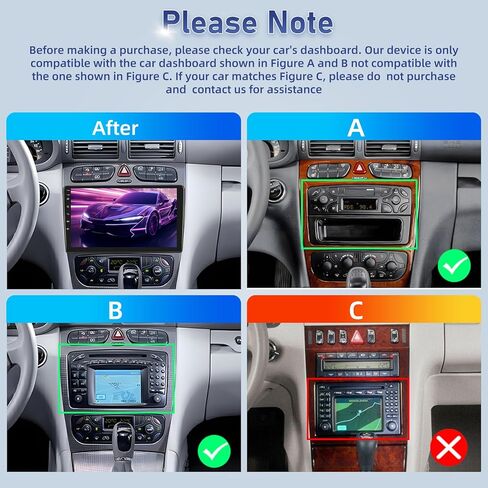 Car Radio for Mercedes C W203 CLK W209 G W463 Viano Vito W639 1998-2006, [2+64] 9 inch Android Touchscreen Stereo with Carplay/Android Auto, GPS, WiFi, Bluetooth, SWC, FM/RDS in Kuwait