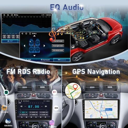 Car Radio for Mercedes C W203 CLK W209 G W463 Viano Vito W639 1998-2006, [2+64] 9 inch Android Touchscreen Stereo with Carplay/Android Auto, GPS, WiFi, Bluetooth, SWC, FM/RDS in Kuwait