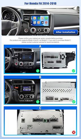 [4+128GB] Android 15 Car Radio Stereo for Honda Fit 2014-2018 with Wireless CarPlay Android Auto,9" Screen Car Radio with Bluetooth GPS WiFi FM/RDS DSP EQ SWC Backup Camera in Kuwait